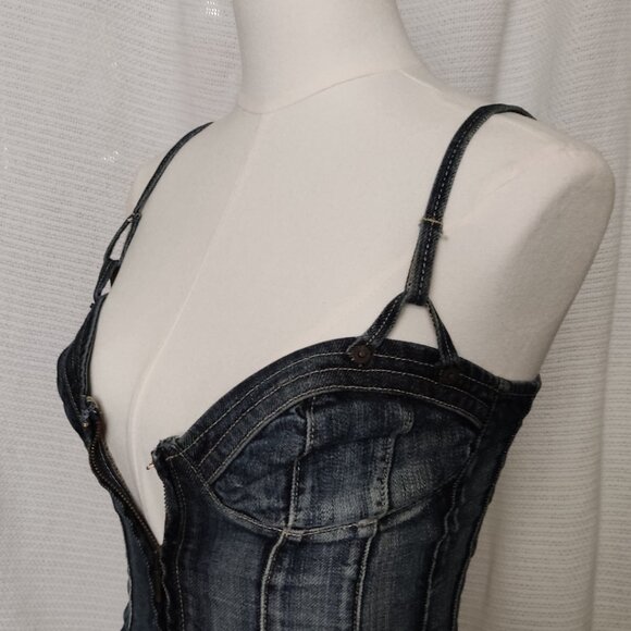 Guess Premium | Denim corset bustier top | Size XS - Picture 3 of 16